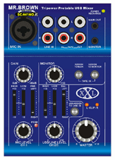 XXL MR Brown Mixer a 5 canali USB - tripla alimentazione USB assegnabile 